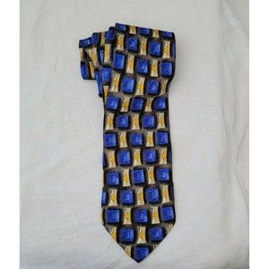 Robert Talbott Studio Tie Necktie Blue Gold Black Nordstrom Silk Hand Sewn USA